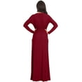 thumbnail image 5 of KOH KOH Long Sleeve Modest Fall Winter Evening Flowy Empire Waist Full Floor Length Cocktail Formal V-Neck Tall Maxi Dress Gown Abaya For Women Crimson Dark Red X-Large US 14-16 NT171, 5 of 6