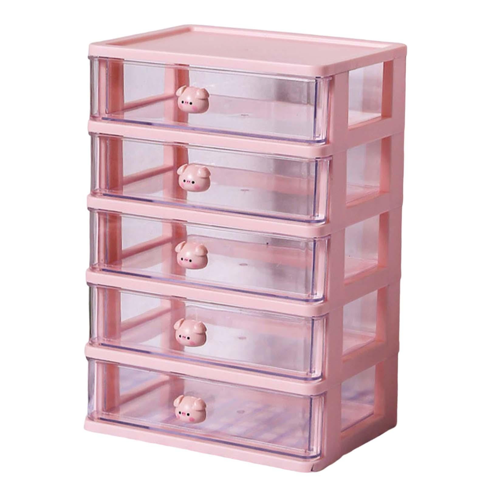 Dalanpa 3-Drawer Vanity Organizer, Compact Storage Organization Drawers  Small Size Pink