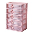 thumbnail image 3 of Organizador de escritorio con cajón, soporte para maquillaje, compartimentos multifuncionales, organizador Tidy Saver 5 Cajones Rosa, 3 of 9