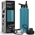 thumbnail image 1 of MAGMALIFE Termo de Acero Inoxidable para Agua y Café 1200 ml (40 oz): Contiene 3 Tapas para Diferentes tipos de Bebidas, Ideal para Mantener la Temperatura Deseada (Azul Capri), 1 of 6