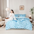 thumbnail image 4 of Erosebridal Kawaii Ribbon Bow Bedding Comforter Set 7 Pieces For Girls,Blue Leopard Print Glitter Print Full Bedding Set For Teens,Luxury Bedroom Decor, 4 of 6