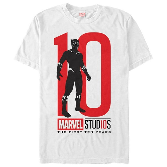 Men's Marvel 10 Anniversary Panther  Graphic Tee White Large