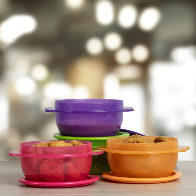 Tupperware NEW Impressions Black Microwavable Cereal Bowls with Seals Set  of 4