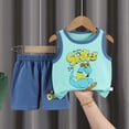 thumbnail image 2 of Nwiuh Toddler Boys 2 PCS Tank Top and Shorts Set Cotton Sleeveless Shirts and Shorts Summer Outfits (Blue, 9-18 Months), 2 of 4