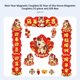 thumbnail image 5 of Abbraccia Pareados festivos, diseño Año del Caballo, carácter Fu, decoración de puerta, decoración hogar Año Nuevo Chino, 5 of 6