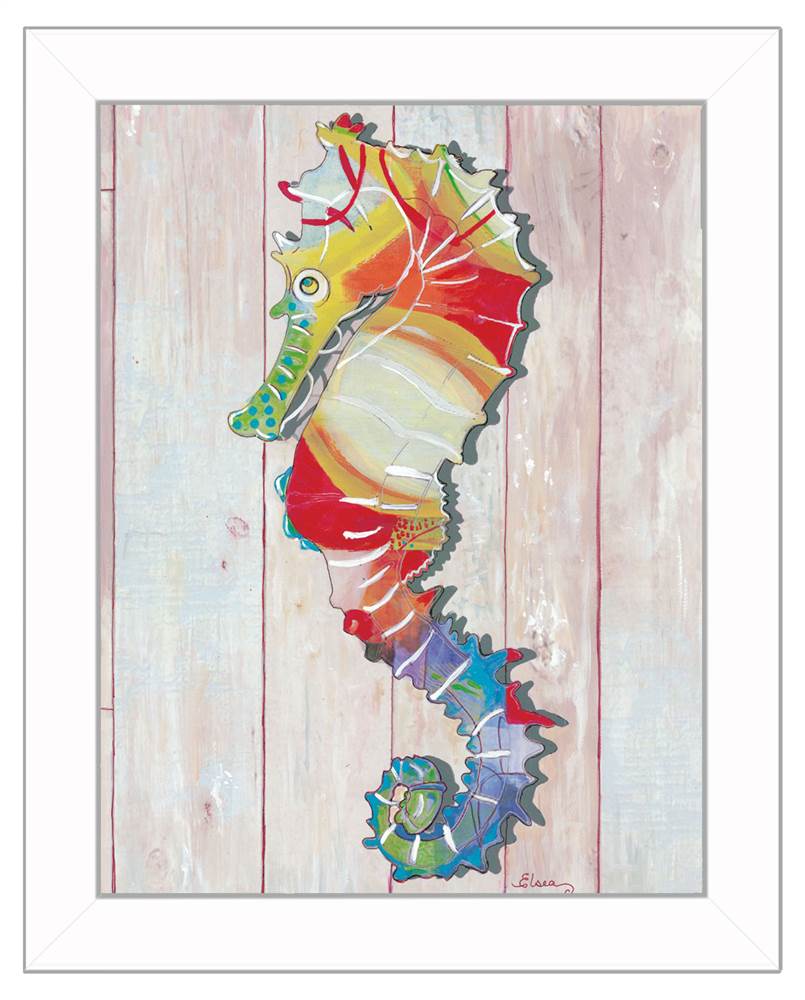 "Seahorse II" White Framed Print Art