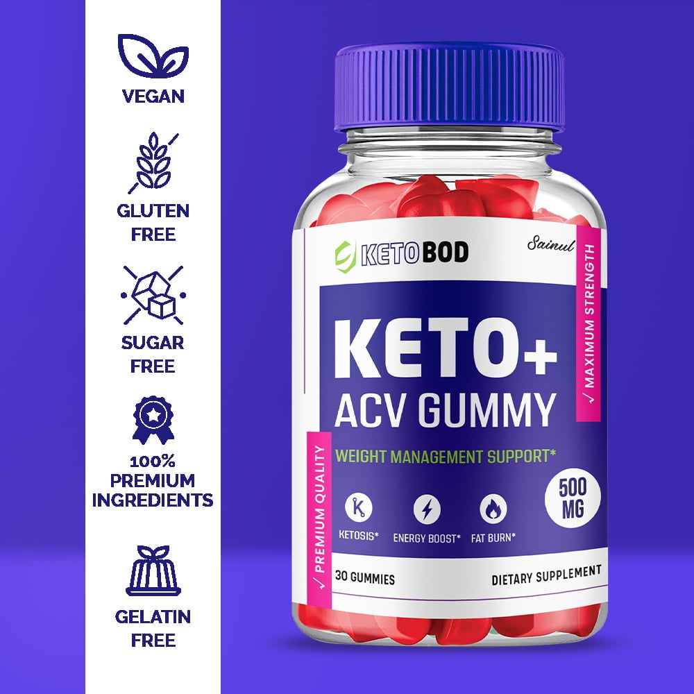 KetoBod Keto ACV Gummies, Maximum Strength, Apple Cider Vinegar, 1 Month Supply Dietary Supplement (1 Pack)