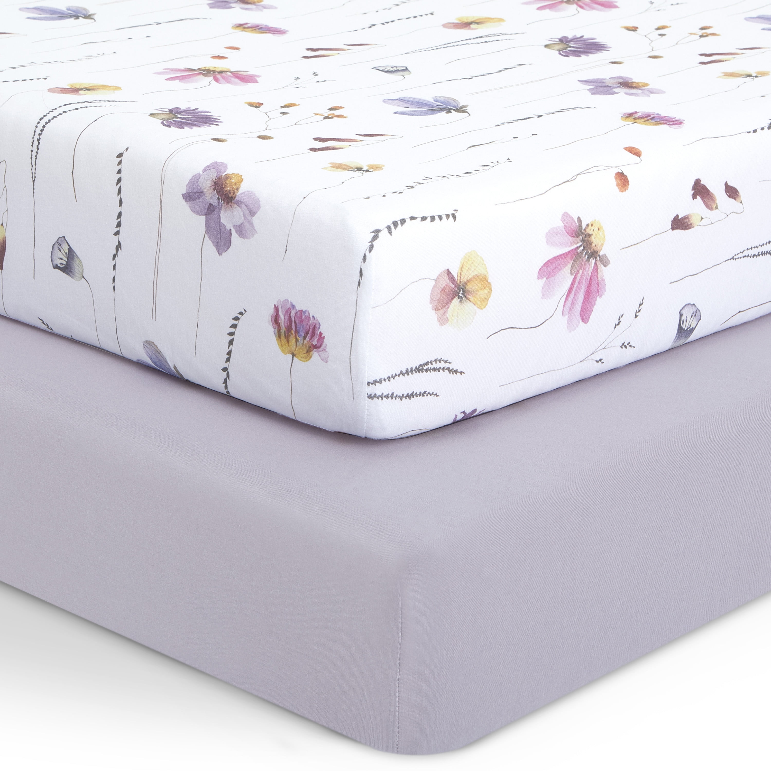 Evolur Be Wild Collection ( 2pc Sheet Set ), Dusty Light Purple & Flower Print