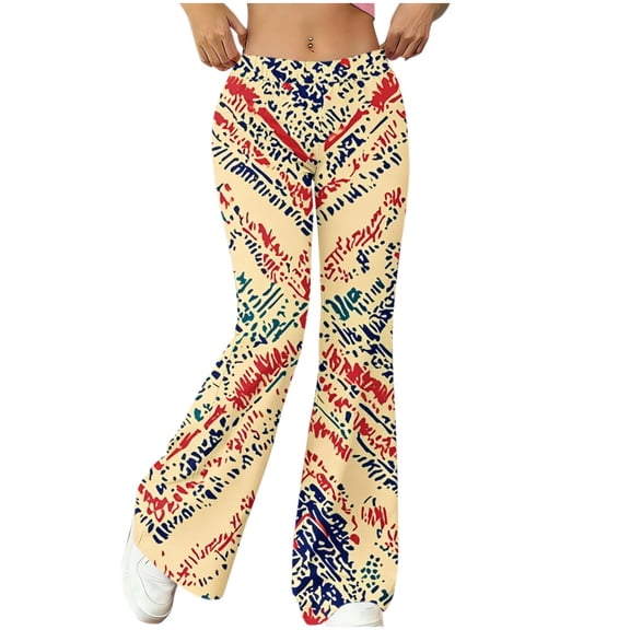 YUGYXL Comfy Yoga Pants Women High Waisted Bell Bottom Pants for Woman Print Flare Leggings Stretch Khaki Pants XXL