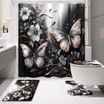 thumbnail image 2 of Set de decoración de baño Litabel, diseño de mariposas negras con estampado floral, 4 unidades, 2 of 6