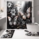 thumbnail image 2 of Set de decoración de baño Litabel, diseño de mariposas negras con estampado floral, 4 unidades, 2 of 6