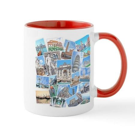 

CafePress - Italy Collage Mugs - 11 oz Ceramic Mug - Novelty Coffee Tea Cup