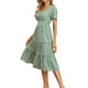 thumbnail image 3 of VISgogo Vestido de manga corta para mujer, vestido holgado con cintura elástica y cuello cuadrado con estampado de corazón pequeño, ropa informal simple de una pieza VISgogo  moda, 3 of 5