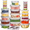 thumbnail image 1 of 24 PCS Contenedores para Alimentos con Tapa,Juego de recipientes de hermético,Juego de Recipientes Hermeticos con Tapa,Plastico,24 etiquetas y marcadores de pizarra,Cocina,Refrigerador,Microondas, 1 of 4