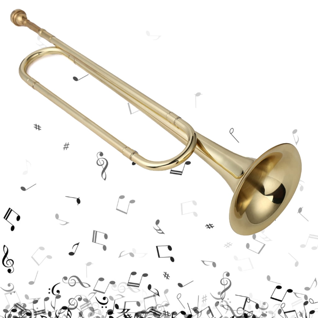 BQBQERT Brass Trumpet School Band Orchestras Bugle with Mouthpiece Musical Instruments Beginners Big Strides Spanish Bugle