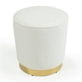 thumbnail image 3 of Aysel White Boucle Fabric Ottoman with Golden Accent Base, 3 of 5