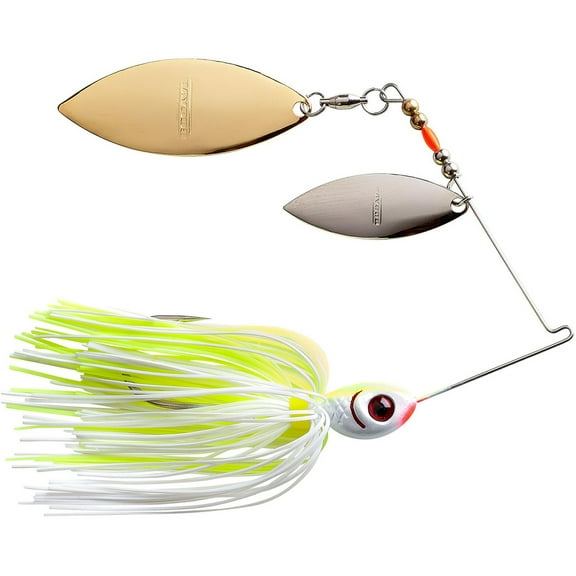 BOOYAH Blade Double Willow Fishing Lure Spinnerbait Two Blade White Chartreuse 1/2 oz