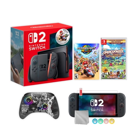 Nintendo Switch 2 Mario Kart World Bundle 256GB 7.9-Inch 1080P Screen, Joy-Con 2 with Mouse Sensor, Dock, with Overcooked! All You Can Eat And Mytrix Wireless Switch Pro Controller & Accessories