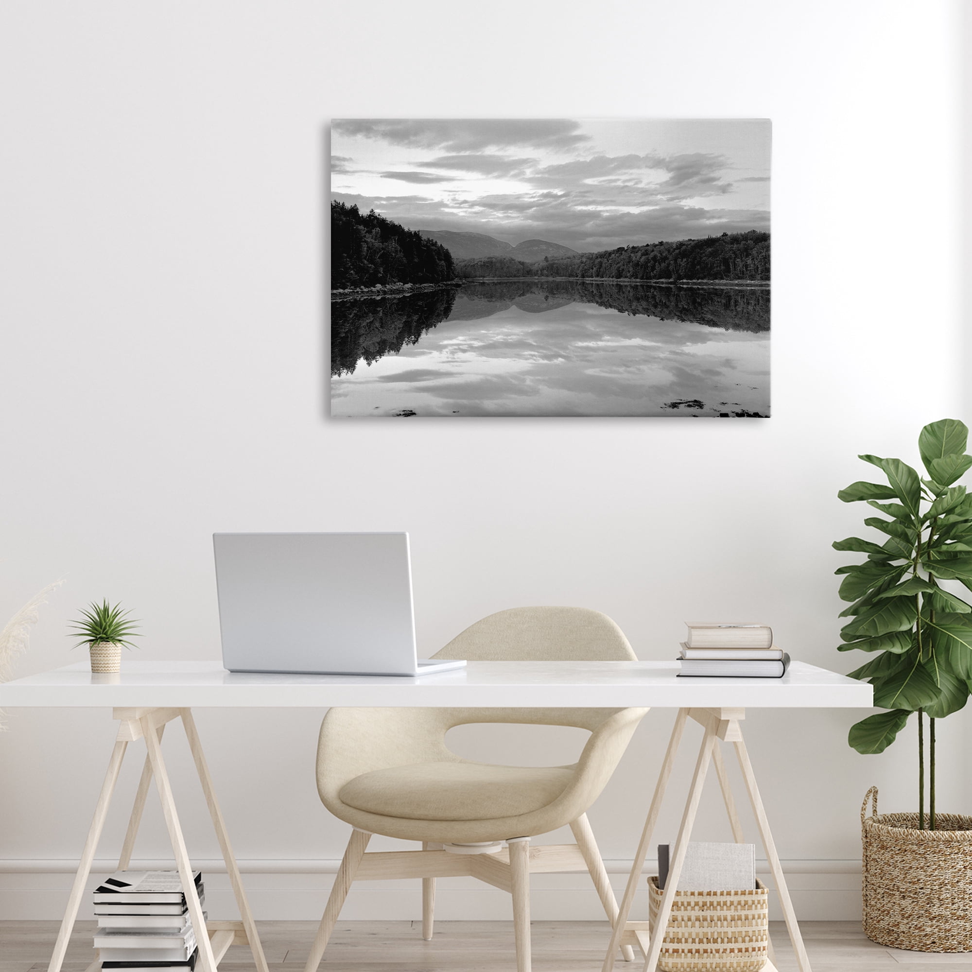 Stupell Industries Acadia Reflection in Monochrome Canvas Wall Art, design by MJ Photography
