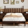 thumbnail image 3 of MODERNLUXE Wood Full Size Platform Bed Frame with Gourd Shaped Headboard and Wooden Slat Support for Bedroom,Walnut, 3 of 8