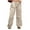Khaki, variant on IROINNID Women's Cargo Pants Plus Size Drawstring Solid Elastic Waist Pocket Loose Pants,Khaki