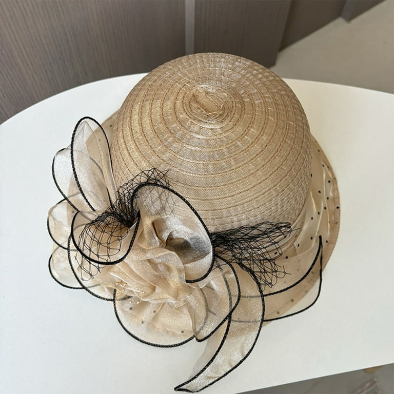 MOMOJIA Lady Church Hat Summer Bowler Hat for Girls Women Beach