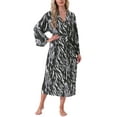 thumbnail image 2 of INSPIRE CHIC Women Satin Leopard Long Robe Silky Long Sleeves Cover Up Loose Bridal Party Bathrobes with Belt One Size Black Leopard, 2 of 6