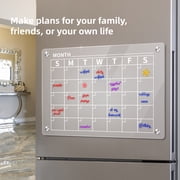 Blingpaing Magnetic Acrylic Calendar for Fridge, Calendar Planner Board for Refrigerator, Clear Dry Erase Board Include 8 Makers and Clean Cloth