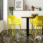 Angle View: Queer Eye Caden Resin Geo Dining Chair, Indoor/Outdoor, 2-Pack, Dandelion Yellow