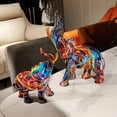 thumbnail image 5 of Rollbacks & More 2X Nordic Painting Graffiti Elephant Sculpture Figurine Colorful Art Statue Resin Animal Decor, 5 of 5