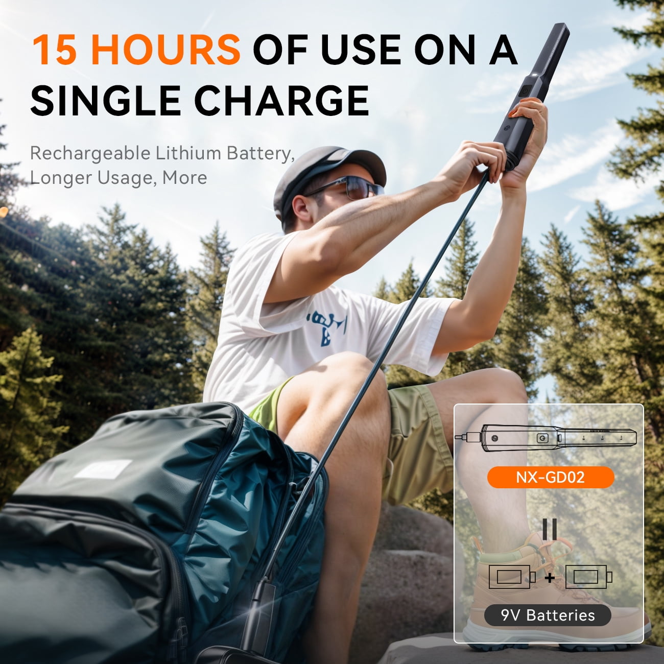 Rechargeable Metal Detector Pinpointer - 15H Runtime with 800mAh Battery, IP68 Waterproof & 360° Detection for Adults/Kids