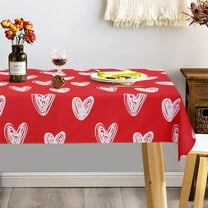 Valentines Day Table Cloth Sketch Heart Tablecloth Waterproof Machine Washable Tablecloth for Valentine''s Day Wedding Decoration, 60 x 84 Inch