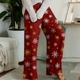 thumbnail image 2 of Pajama Pants, Sleepwear, Casual Drawstring Elastic Waist Pants, Comfortable Straight-leg Loose Pants with Christmas Print, Fashionable Home Bottoms for Adults, Red, S, 2 of 4