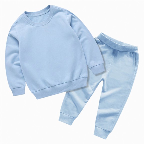 Gubotare Kids Sweatsuits Basic Cotton Crewneck Sweatshirt and Jogger Sweatpants Toddler Girls Boys 2 Piece Tracksuit for 0-13 Years (Sky Blue, 18-24 Months)