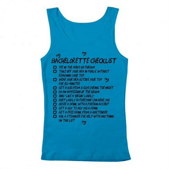 GEEK TEEZ Bachelorette Checklist Original Artwork Inspired by The Bachelorette Checklist Women's Tank Top Turquoise Medium