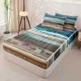 thumbnail image 2 of Castle Fairy Layered Wooden Beach Wave Zipper Queen Comforter Set with Fitted Sheet and 2 Pillowcases,Seashell Rustic Coastal Landscape Zipper Bedding Set,Teal Sand,Grey Reversible,4 Pieces, 2 of 6
