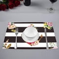 thumbnail image 2 of MKHERT Nautical Anchor and Rose Flowers On Black Stripes Placemats Table Mats for Dining Room Kitchen Table Decoration 12x18 inch,Set of 4, 2 of 4