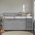 thumbnail image 2 of Tcbosik Loft Bed Twin Size with Rolling Desk, Open Shelves and Storage Drawers, Bed Frame with Guardrails and Ladder, Wood Slat Support, No Box Spring Needed, Gray, 2 of 10