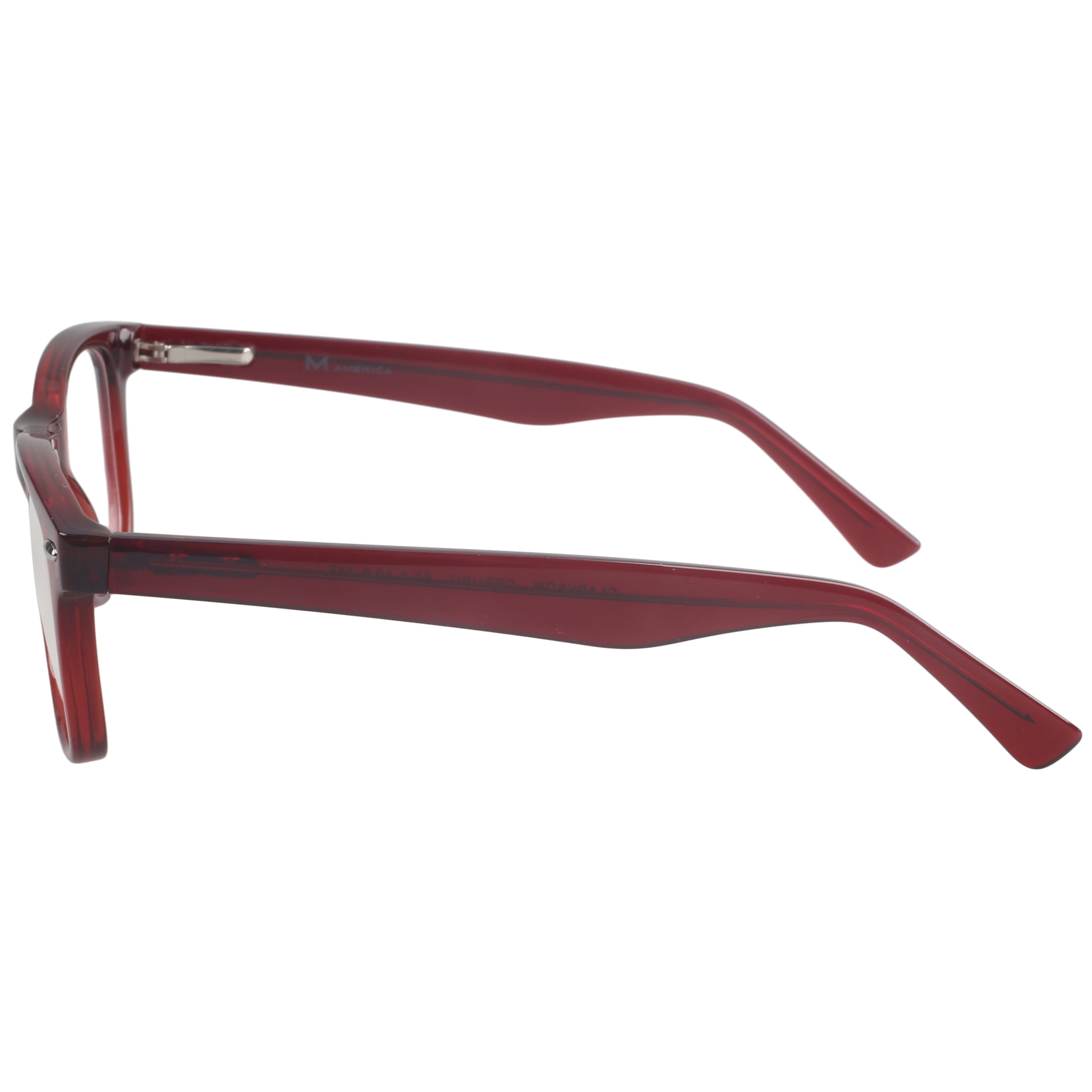 Mens M America Clarkson Rx'able Eyeglasses, Plastic, Square, Burgundy Crystal, 1 Pair