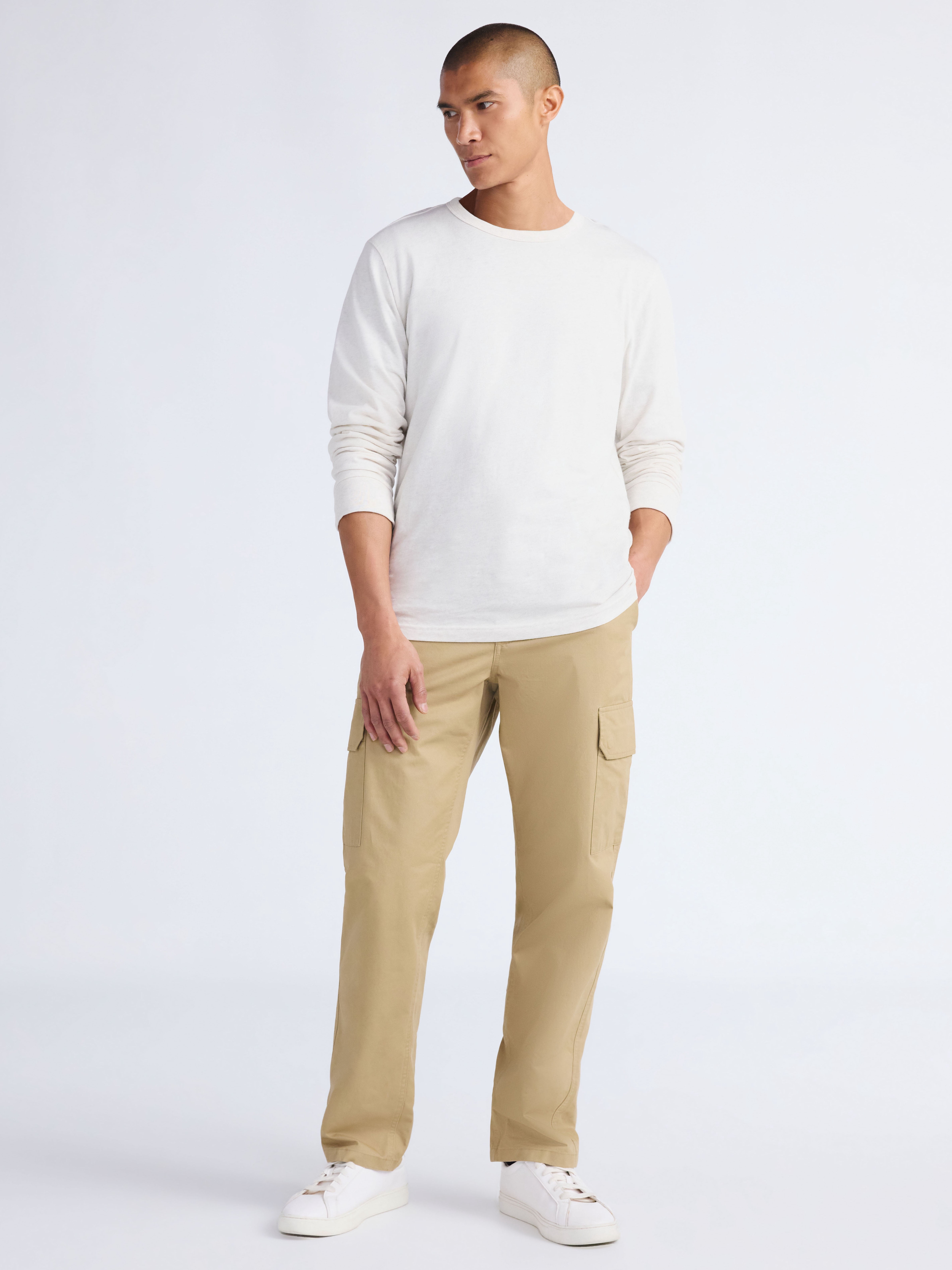 Free Assembly Men's Everyday Cotton Tee with Long Sleeves, Sizes XS-3XL
