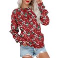 thumbnail image 6 of Women's Casual Long Sleeve Round Neck Sweatshirt Fit Pleated Top with Christmas Print for Fashionable Holiday Outfits and Comfortable Wear,Deep Red,S, 6 of 6