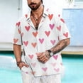 thumbnail image 2 of Short Sleeve Shirts for Men Valentine's Day Print Button Collared Blouses Loose Mens Tops, 2 of 5