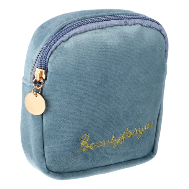 Bolsas de maquillaje pequeñas y duraderas para mujeres de Unique Bargains, ideales para vacaciones, camping, viajes y gimnasio en franela azul