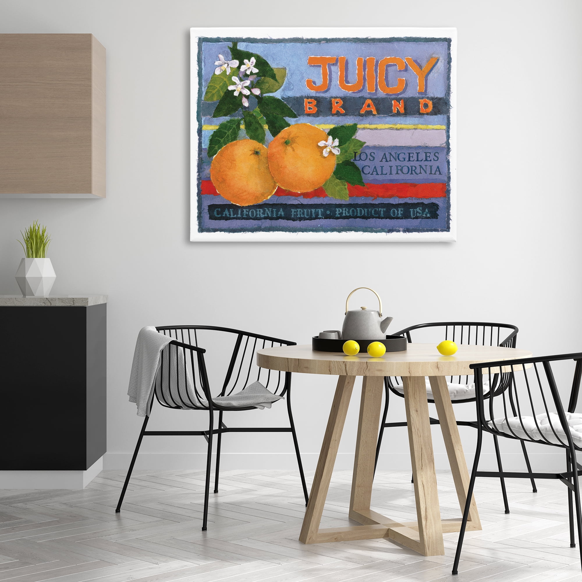 Stupell Industries Juicy Brand Oranges Food & Beverage Painting Gallery Wrapped Canvas Art Print Wall Art, 48 x 36