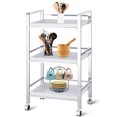 thumbnail image 4 of Costway 3 Tier Trolley Cart Storage Cart Lockable Wheels Kitchen Bathroom Utility Cart, 4 of 10