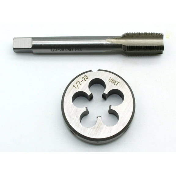 TEMO 5/8 inch -24 UNEF Tap and Die Set, High Speed Steel Machine Thread Tap and Round Die Right Hand Thread Tap Tool
