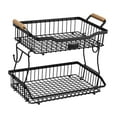 thumbnail image 2 of Organizador de almacenamiento de vegetales de 2 niveles Basket Decoración de mesa elegante Ritadilla de soporte de soporte de frutas para restaurantes Negro, 2 of 8