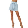 thumbnail image 3 of QAFOPEH Women Stripe Print Lace Up Ruffled High Waist Pockets Shorts, 3 of 7