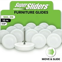 Super Sliders 7/8 Inch Nail-On Plastic Furniture Glides for Carpet, Non-Marking Chair Leg Tips – 16 Pack