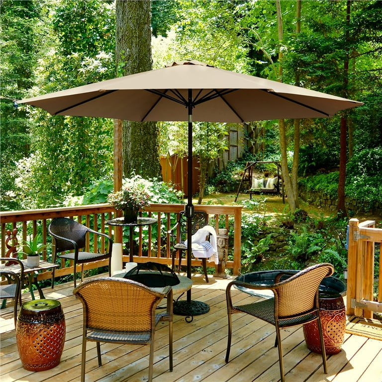 Alden Design 11 Foot Patio Umbrella with Crank and Push Button to Tilt, Tan - Walmart.com Alden Design 11 Foot Patio Umbrella with Crank and Push Button to Tilt, Tan - Walmart.com